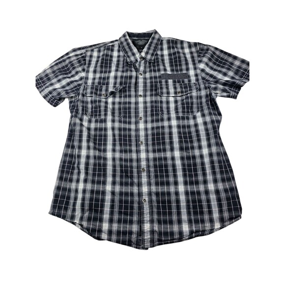 Harley-Davidson Motorcycles Snap Button Shirt Mens L Large Plaid - Picture 1 of 5